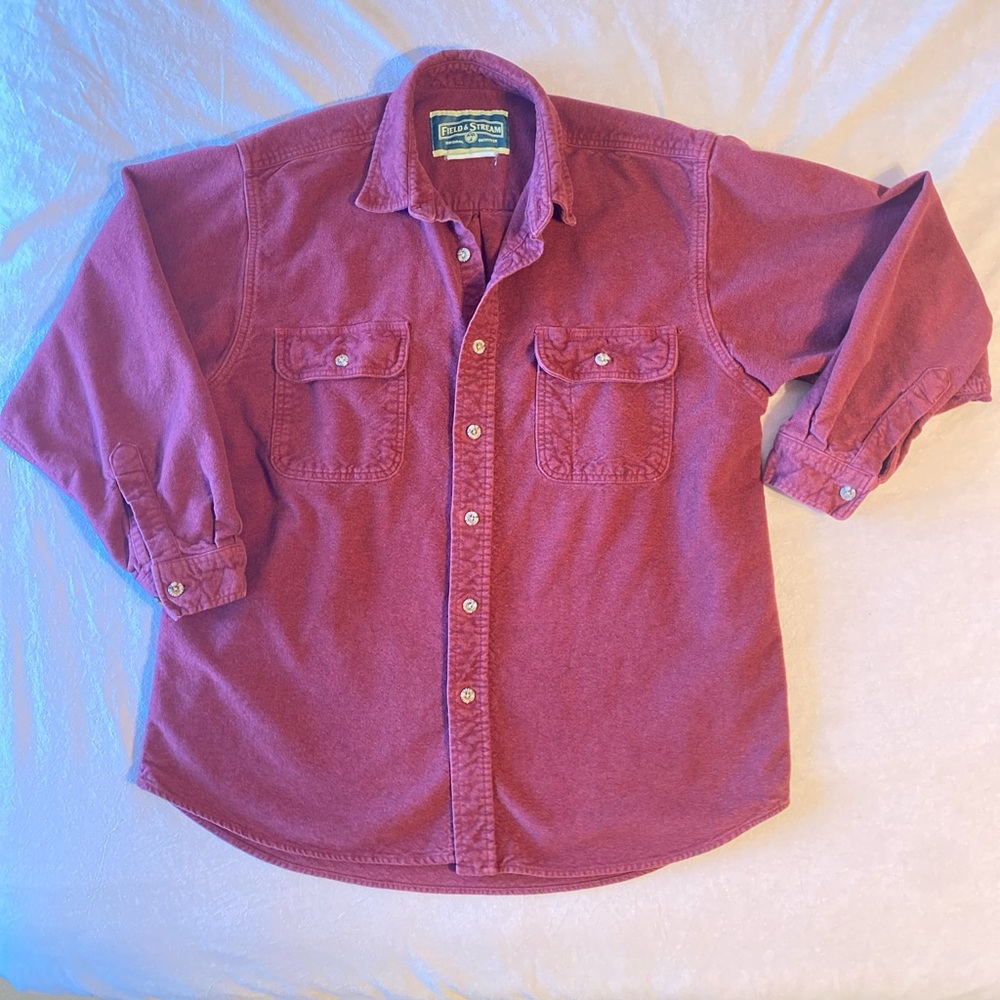 Field & Stream Mens Vintage Button-Up Flannel Shirt Red Long Sleeve